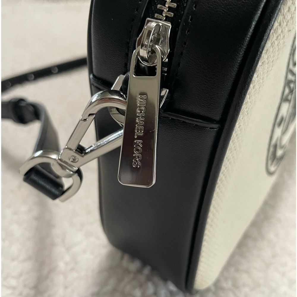 MICHAEL MICHAEL KORS Fulton Sport Large Canvas Crossbody Bag - Black & White - Picture 10 of 13